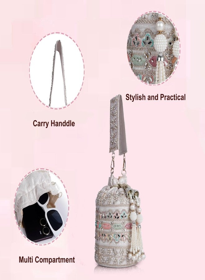 PLANX Velvet SilK Stylish Embroidery Unique Design Trendy Traditional Ethnic Wedding Party Handheld Potli For Women - Image 4